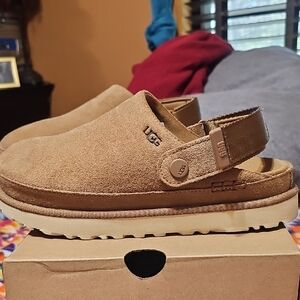 UGG Tan Suede Slide Clog with Backstrap
